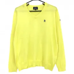 パーリーゲイツ セーター イエロー Vネック ロゴ刺しゅう ニット メンズ 6(XL) ゴルフウェア PEARLY GATES