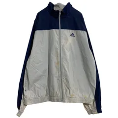 adidas ジップアップ ナイロンジャケット XL ネイビー グレー アディダス ブルゾン 薄手 古着卸 アメリカ仕入 a701-6881