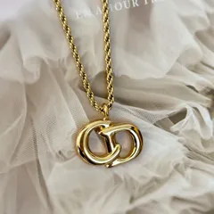 【美品】クリスチャンディオール ネックレス CDロゴ ラインストーン GPメッキ ゴールド 中古 レディース ChristionDior Vintage Necklace Choker アクセサリー ヴィンテージ 22275