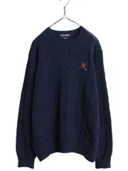 【お得なクーポン配布中!】 90s ポロゴルフ ラルフローレン コットン ケーブル ニット セーター メンズ L / 古着 オールド ポロ 長袖ニット ワンポイント クルーネック