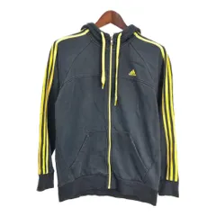 adidas アディダス スウェット フルジップ パーカー スポーツ ブラック (メンズ M) 中古 古着 S5655