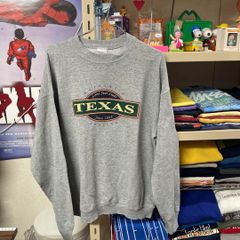 良品 Fruit of the Loom フルーツオブザルーム  クルーネック スウェット グレー プリント Lサイズ TEXAS  古着MIX アメカジ ユニセックスOK