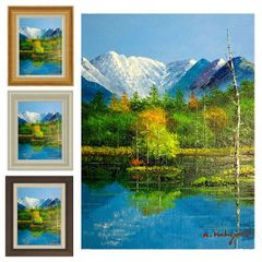 油彩画　小林幸三 「田代池（タテ）」 F6号　額入り　油絵　風景画　額装絵画　手描き　肉筆　現代の画家　山岳風景　上高地　景勝地　穂高眺望　湿原　Y717