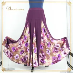 社交ダンス 衣装 スタンダード スカート パープル系 花柄 レッスン ストレッチ 紫 茶 華やか 練習着 伸縮 ロング スタンダードスカート 日本製 上品 柔らかい ピンク系 レッド系 ベージュ系 ブラウン系