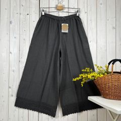 新品 ペチパンツ インナーパンツ 裾レース 綿 麻 レーヨン グレー M〜L