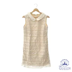 ☆美品☆ ef-de エフデ ワンピース ミニ シャツ襟 ノースリーブ レース タイト レディース ホワイト 9 901-8811 送料無料 古着