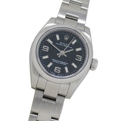 ロレックス ROLEX オイスターパーペチュアル 176200 M番 時計 レディース ブランド 自動巻き AT ステンレス SS シルバー ブラック 磨き済み 【中古】