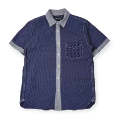 BEAMS HEART ビームスハート ドット柄 半袖 シャツ M/ネイビー系 メンズ