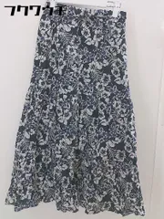 ◇ ◎ GU X KEITA MARUYAMA 花柄 ウエストゴム ロング フレア スカート サイズS ブラック ホワイト マルチ レディース  【中古】 【1201100001464】