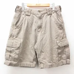 W32/古着 カーハート ショート カーゴ パンツ ショーツ メンズ ワンポイントロゴ ダック地 薄茶 ブラウン 25jun11 中古 ボトムス 短パン シ