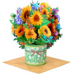 新品 Kesote メッセージカード 立体 お見舞い 春 卒業 感謝 花 ひまわり ポップアップカード 紫陽花 飛び出す グリーティング バレンタイン 母の日 おしゃれ 封筒付き