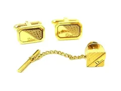 ChristianDior クリスチャンディオール カフス カフスボタン タイタック アクセサリー 2点セット メンズ ゴールド系 DF3927 冠婚葬祭 結婚式 葬式
