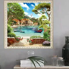 イギリス製グラスペインティング④ヨットB額入り絵画