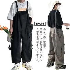 メンズサロペット オーバーオール 無地 作業着 つなぎ サルエル ストリート ヒップホップ M250425-222