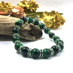 グリーンタイガーアイ パワーストーン ブレスレット 10mm (グリーン) メンズ・レディース 男性・女性  数珠 虎目石 金運 ○