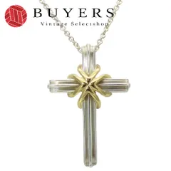 【中古】 ティファニー ネックレス シグネチャークロス シルバー925 K18YG 約7.8g シルバー イエローゴールド コンビ アクセサリー レディース 女性 TIFFANY&Co.