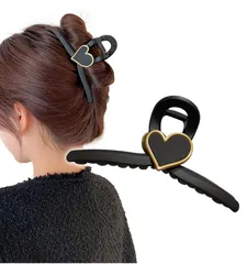 新品 [Herbeluemily] バンスクリップ ヘアピン ヘアクリップ 13cm ハート メタル ヘアアクセ A HM-0051-R02-A