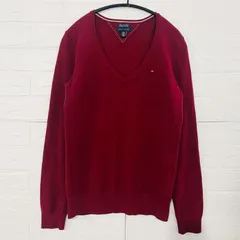 TOMMY HILFIGER レディース　長袖ニット　S エンジ　ピマコットンブレンド