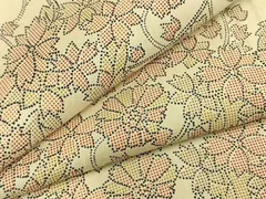 平和屋着物▽上質な紬　単衣　花唐草文　正絹　逸品　AABC0599fy