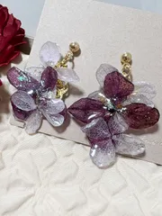 ピアス　紫陽花　ドライフラワー　ピアス　大ぶり