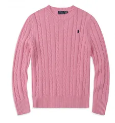 [POLO RALPH LAUREN] (ポロ ラルフローレン) メンズ コットン ケーブルニット クルーネックセーター ワンポイント [並行輸入品]