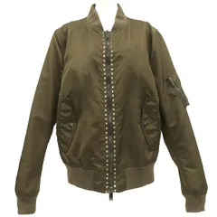 ヴァレンティノ VALENTINO ナイロンジャケット ロックスタッズ ボンバージャケット ナイロン カーキ ＃48 シルバー金具 ブルゾン ※クリーニング済 【中古】のサムネイル
