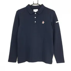 ジャックバニー 長袖ポロシャツ ネイビー 織生地 うさぎ刺しゅう レディース 2(L) ゴルフウェア Jack Bunny