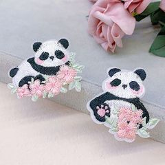パンダ ワッペン アップリケ 縫い付け用 糊なし どうぶつ アニマル ぱんだ 2個　motif655