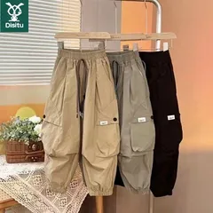 キッズ パンツ ポケット カーゴパンツ 男の子 春秋 ロングパンツ 長ズボン ゆったり 子供服 子ども服 こども服 キッズウェア ウエストゴム カジュアル 無地 ジュニア 薄手 KTFC065(3色110-170)