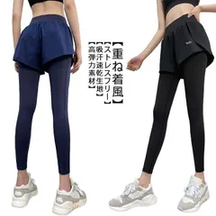 送料無料 ヨガウェア トレーニングウェア レディース ジム ウェア スポーツウェア レディース レギンス スパッツ おしゃれ ショートパンツ付き 大きいサイズ フィットネス ジムウェア 10分丈 スポ#yz0970