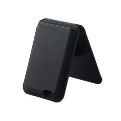 【新品・７営業日以内発送】ELECOM エレコム AMS-MAGWSBK カードケース スマホスタンド MagSafe iPhone用 2～3枚収納 磁気防止シート付属 マグネット 簡単脱着 軽量 ブラック AMSMAGWSBK【沖縄離島販売不可】のサムネイル