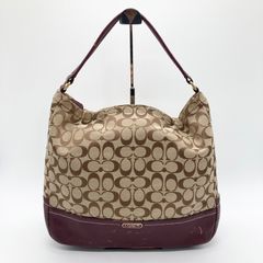 COACH コーチ 2way ハンドバッグ キャリーオール ショルダーバッグ キャンバス×本革レザー シグネチャー レディース