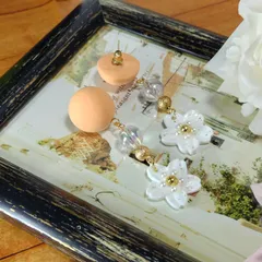 ハンドメイド ピアス クレイカボション 桜