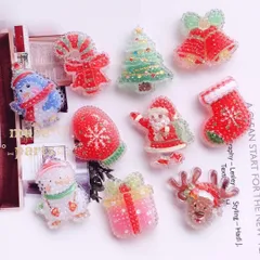 10個アソートペンギン/ステッキ/クリスマスツリー/ベル/手袋/サンタクロース/ブーツ/雪だるま/プレゼント/トナカイ クリスマスデコパーツ カボション雪の結晶 お砂糖お菓子 シュガーパーツ貼り付けパーツ ハンドメイドパーツ手芸資材 子供大人インポート韓国 h