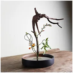 花器 剣山受付 陶器 水盤 花瓶 フラワーベース 生け花 華道 池坊 花器 北山-110 径220mm高さ150mm 陶器製 剣山受付水盤