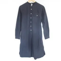 美品 MHL MARGARET HOWELL マーガレットハウエル 長袖 シャツワンピース サイズ2 ネイビー レディース 古着 中古 USED