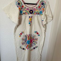 エスニックお花柄　刺繍ワンピース　20250507_0002