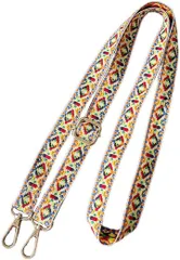 miagolale 刺繍リボン ショルダーストラップ スマホ サコッシュ ショルダーベルト 肩ひも かわいい 幾何学模様(マルチカラー)