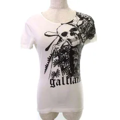 ガリアーノ GALLIANO 半袖 スカル Tシャツ プリント カットソー ストレッチ XXS 白 ■GY09のサムネイル