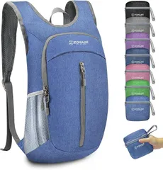 ZOMAKE 折りたたみリュック 10L 小型 アウトドアバック リュックサック 防水 バックパック 軽量 エコリュック 携帯リュック 登山用 キャンプ 旅行 スポーツ 防災(ダックブルー,  10リットル)