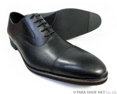 PARASHOE 本革 内羽根ストレートチップ（キャップトゥ）ビジネスシューズ 黒 ワイズ 4E（EEEE）27.5cm、28cm、28.5cm、29cm、29.5cm、30cm、31cm、32cm【大きいサイズ（ビッグサイズ）メンズ 革靴・紳士靴】