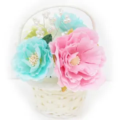 髪飾り 成人式 振袖 袴 ５点セット ピンク 水色 花籠 大人 浴衣 かんざし 簪 卒業式 フォーマル 結婚式 花飾り ブライダル パール 手作り W38 W303-285 髪飾り ピンク 水色 n827　WSi