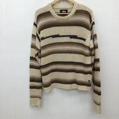 Stussy ステューシー ボーダー ニット ウール混 セーター グレー M 