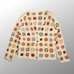 ハンドメイド グラニースクエアフード付きカーディガン 4 - メルカリ