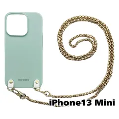 【新品未使用】iPhone13 Mini アイフォン13ミニ チェーン TPU カバー(くすみグリーン/ゴルドーB)myones 斜め掛け スマホショルダー かわいい zmyones002-ps1-st29-iphone13min-gr-gd-b