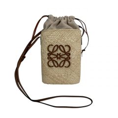 ロエベ イラカヤシ&カーフ クロスボディキャリー スクエアポケット ショルダーバッグ LOEWE ベージュ