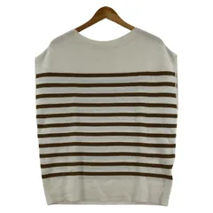 Alma Design アルマデザイン ボーダー ボートネックカットソー sizeL/アイボリー×カーキブラウン系