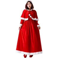 サンタ コスプレ レディース クリスマス コスプレ 可愛い ロングスカート サンタコス [DECEED] 長袖 大きいサイズ コスチューム サンタクロース ワンピース （赤 緑）
