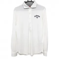 ★SALE価格★キャロウェイ レッドレーベル 長袖ポロシャツ 白×ネイビー 胸元ロゴ メンズ L ゴルフウェア Callaway