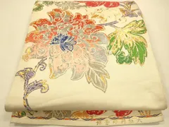 美品　龍村晋 大牡丹印金錦 袋帯 金糸 正絹 全通 白　生成り　着物　444 2025年最新】大牡丹印金錦の人気アイテム - メルカリ